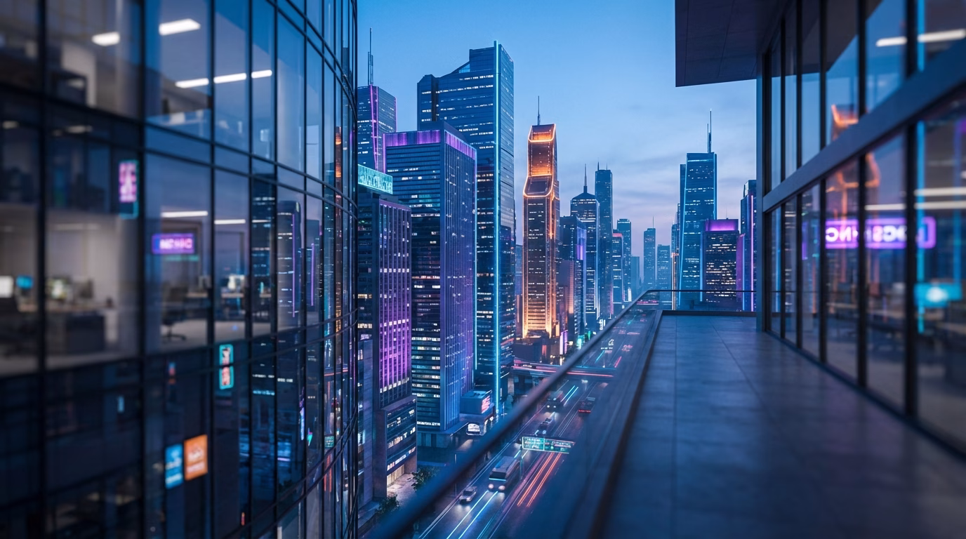 Advogado de Família no Meireles: Sua Solução Jurídica Perto de Você, Cidade futurista à noite com luzes de neon.