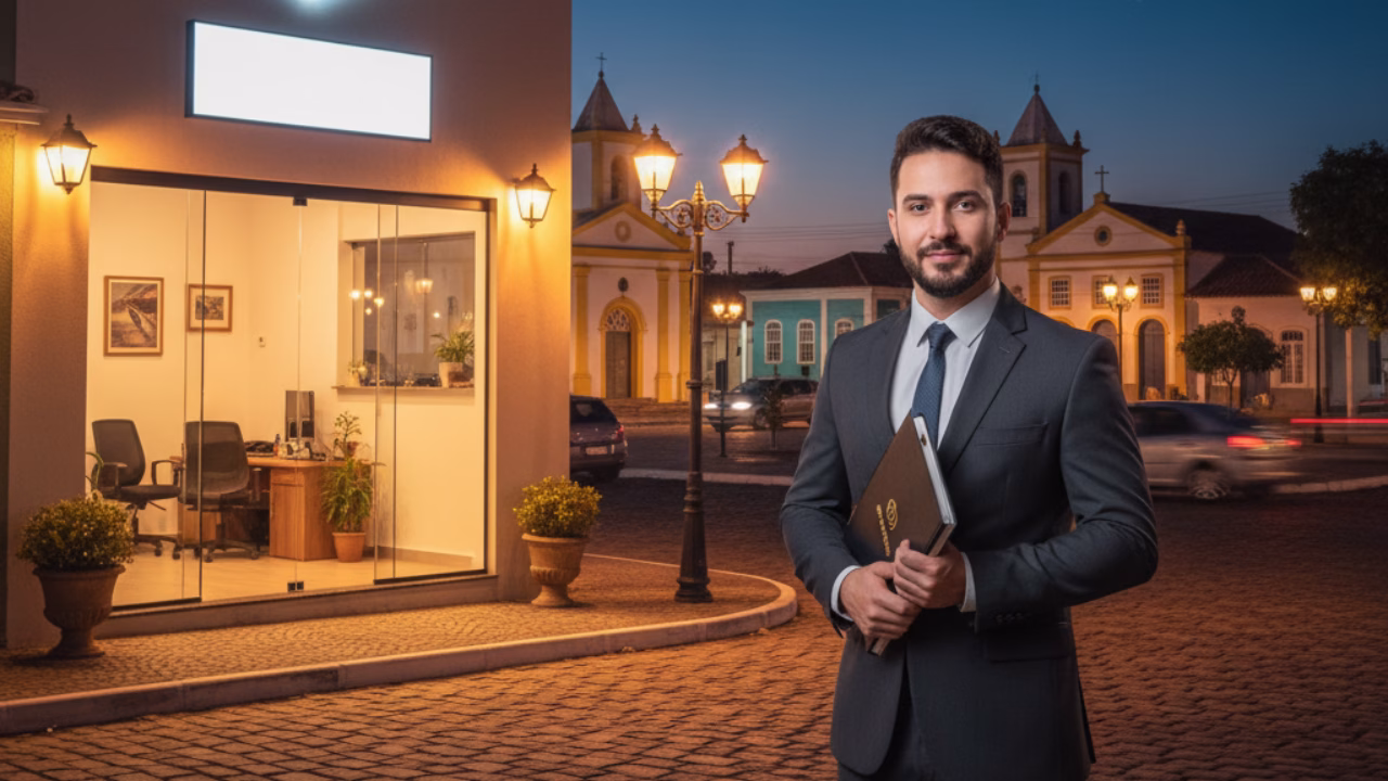 Advogado de Família no Eusébio: Como Encontrar Suporte Especializado Perto de Você, Cidade pequena à noite com luzes amarelas